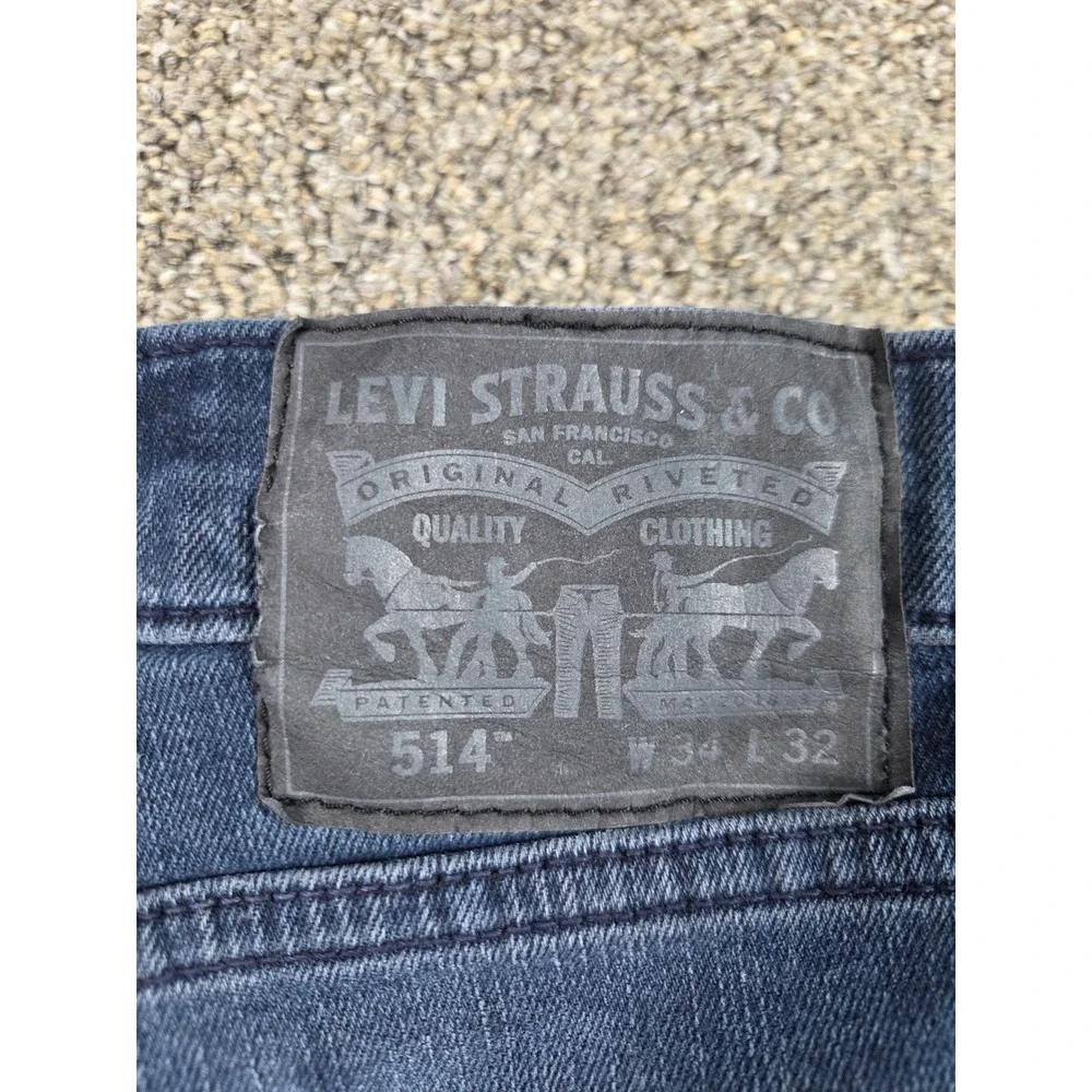 Levi's 514 Straight Fit Jeans Mens 34x32 Dark Blue Denim Pants